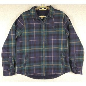 L.L.Bean Plaid Fleece Lined Cotton Jacket Quilted Winter Outdoor Zip Up Small